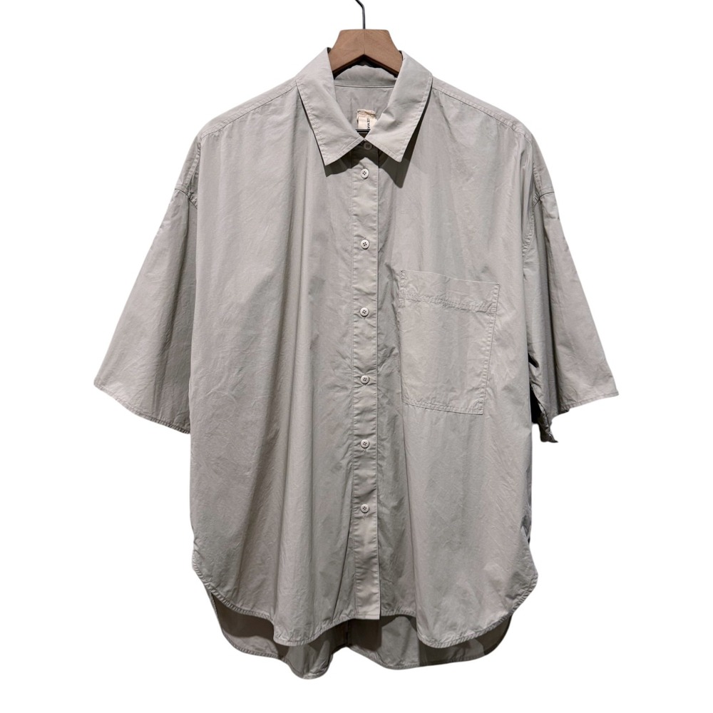 Lee Mathews Workroom Shirt Sz 4 XL Beige Button Up Poplin Oversized Minimalist